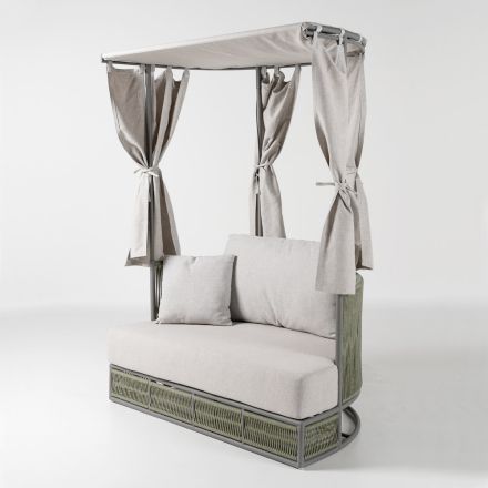 Teak, hliník, ROPE+ lanová zahradní lehátka s polštáři - Arcangelo Viadurini