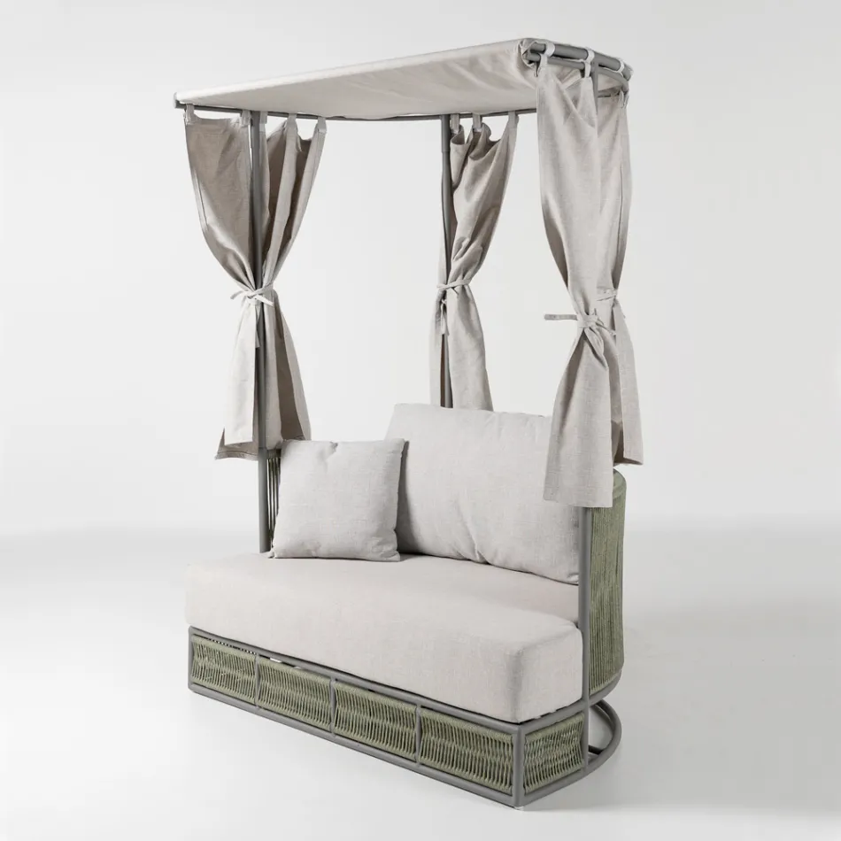 Teak, hliník, ROPE+ lanová zahradní lehátka s polštáři - Arcangelo Viadurini