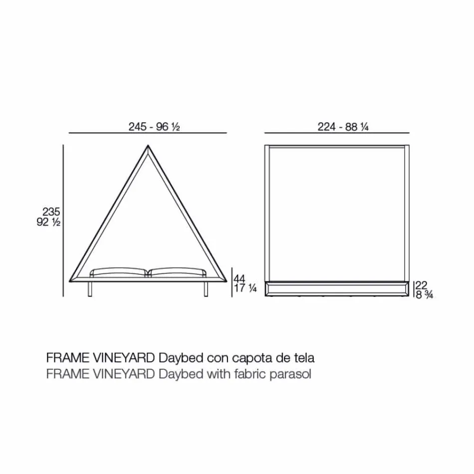 Venkovní lehátko z hliníku a luxusní designové tkaniny - rámová vinice od společnosti Vondom Viadurini