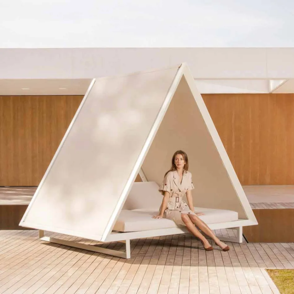 Venkovní lehátko z hliníku a luxusní designové tkaniny - rámová vinice od společnosti Vondom Viadurini