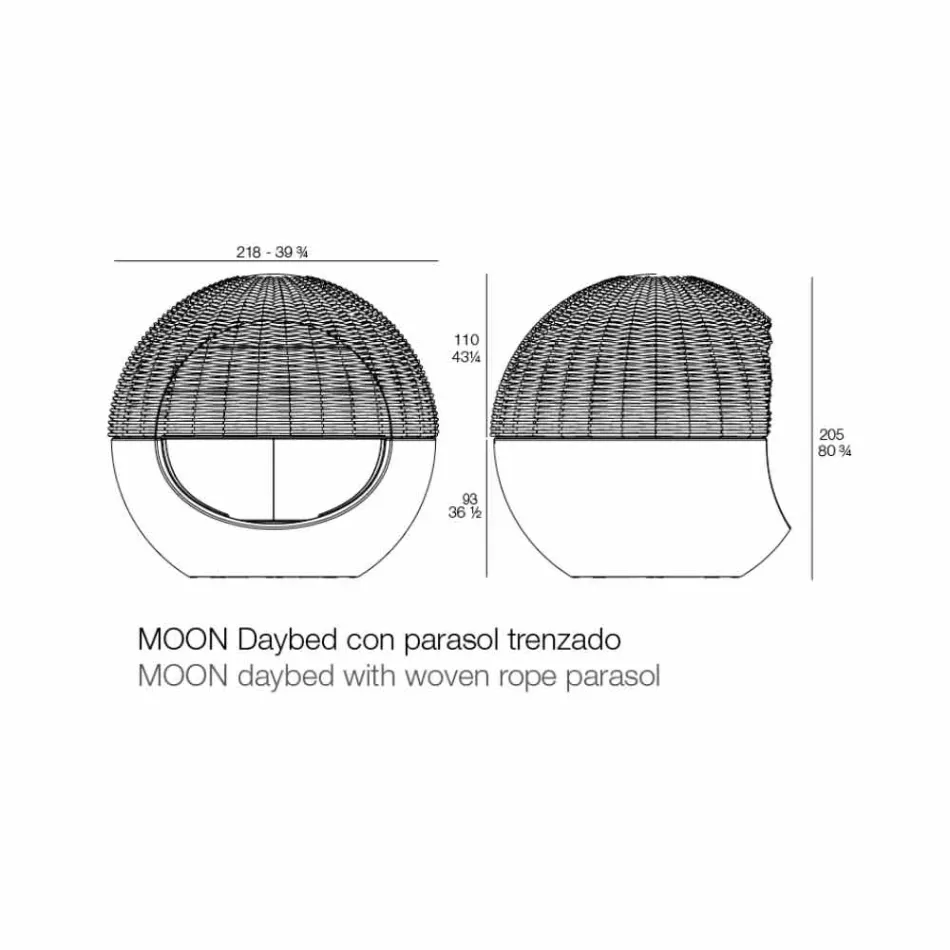 Luxusní zahradní kulatý design s pleteným lanem - Ulm Moon od Vondom Viadurini