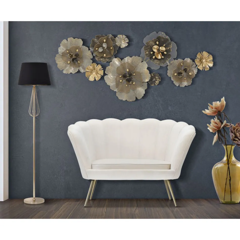 Moderní 2místná pohovka ze sametu se zlatými železnými nohami - Annina Viadurini