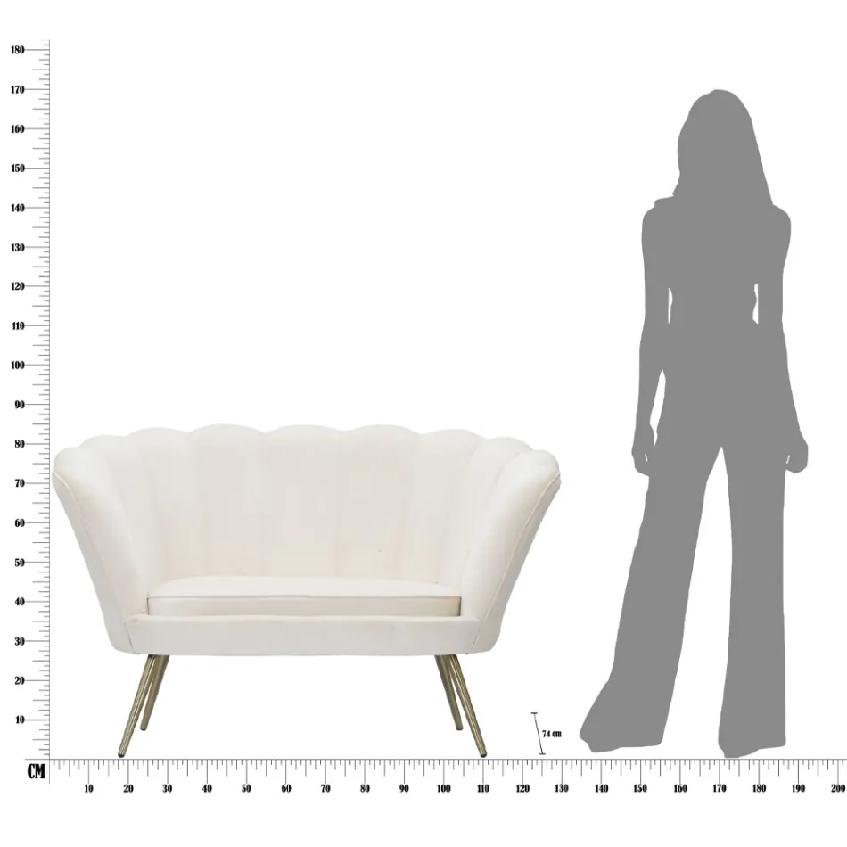 Moderní 2místná pohovka ze sametu se zlatými železnými nohami - Annina Viadurini