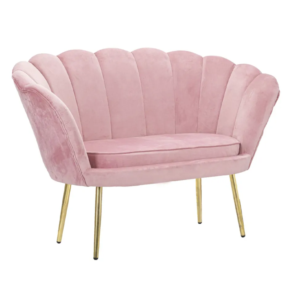 Moderní 2místná pohovka ze sametu se zlatými železnými nohami - Annina Viadurini