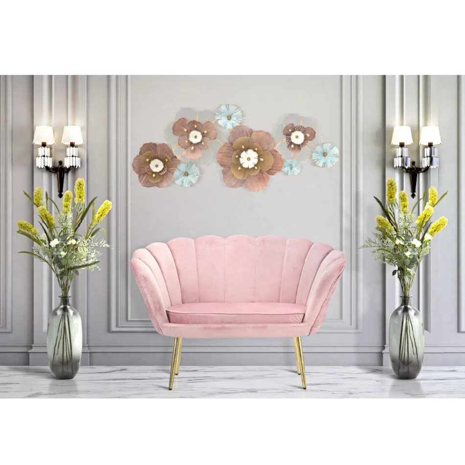 Moderní 2místná pohovka ze sametu se zlatými železnými nohami - Annina Viadurini