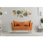 Dvoumístná pohovka v designové sametové, dřevěné a železné konstrukci - Renita Viadurini