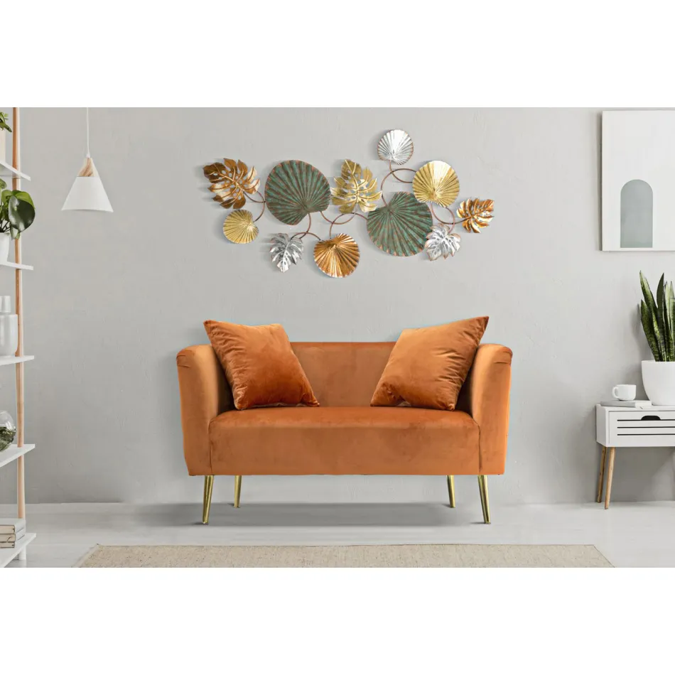 Dvoumístná pohovka v designové sametové, dřevěné a železné konstrukci - Renita Viadurini