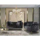 Dvoumístná pohovka v designové sametové, dřevěné a železné konstrukci - Renita Viadurini