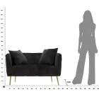 Dvoumístná pohovka v designové sametové, dřevěné a železné konstrukci - Renita Viadurini