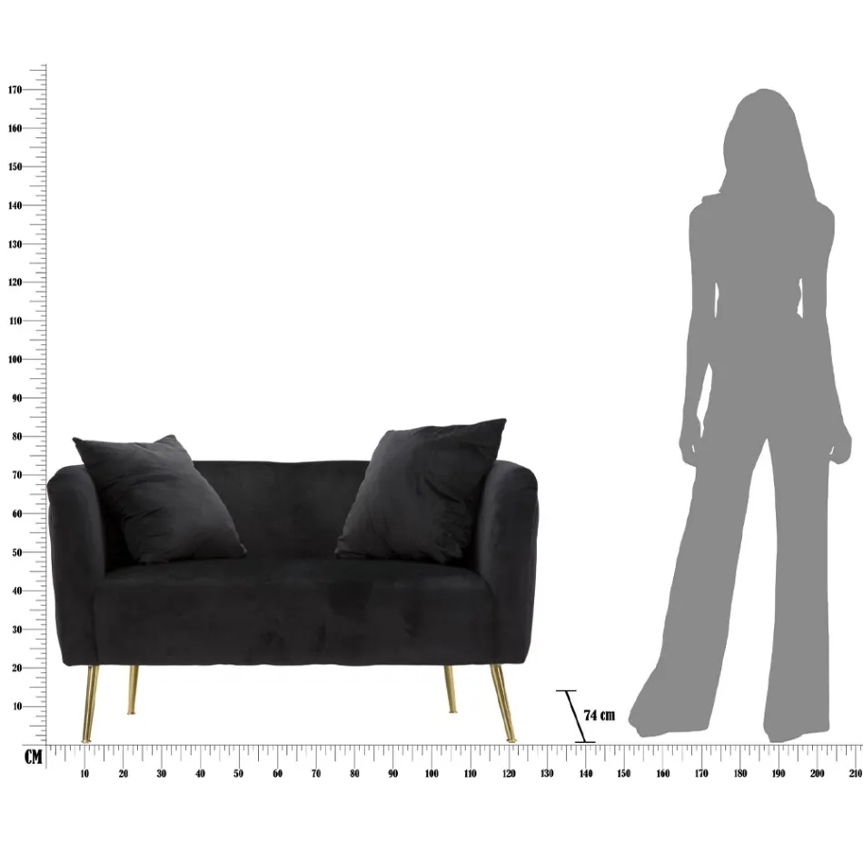 Dvoumístná pohovka v designové sametové, dřevěné a železné konstrukci - Renita Viadurini