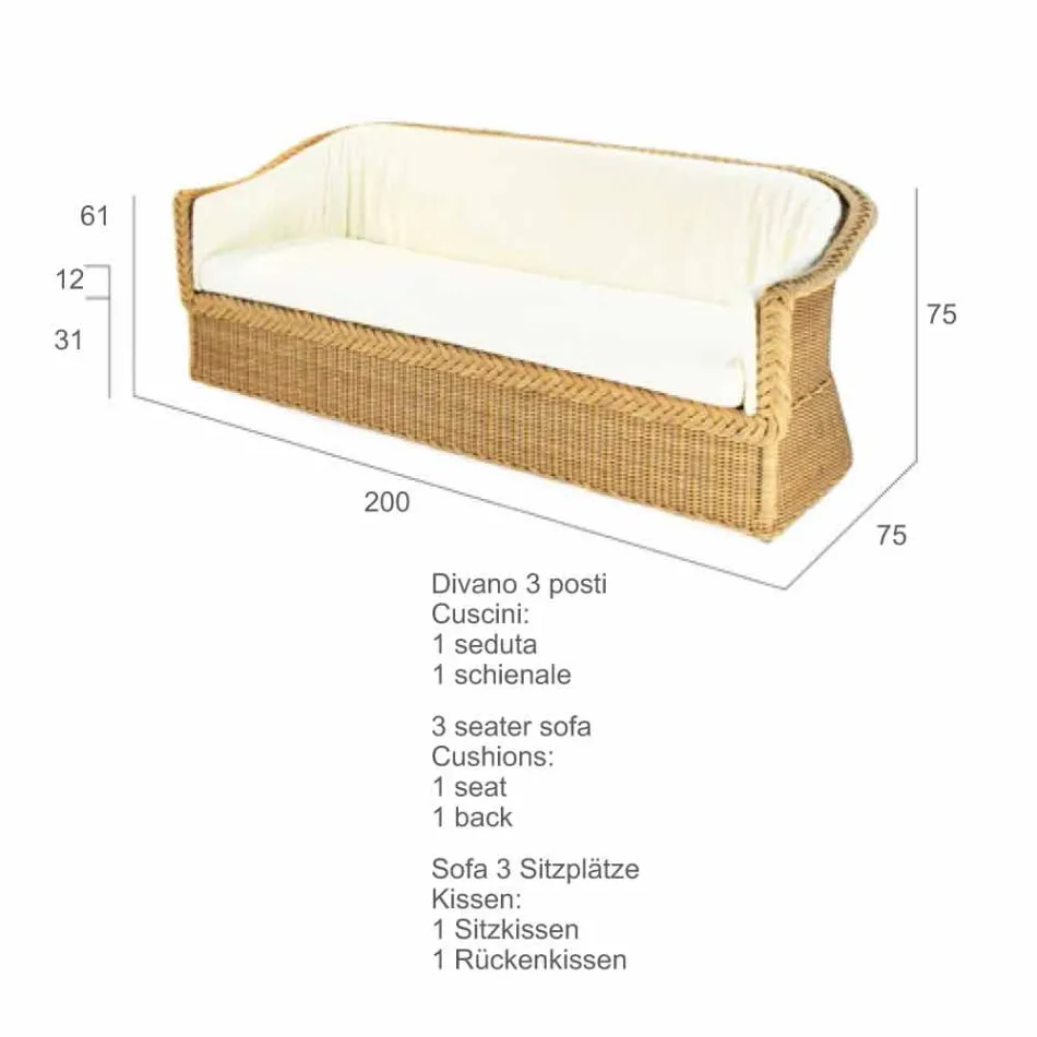 3 místná outdoor polyethylen pletené v Oslo ruce Viadurini