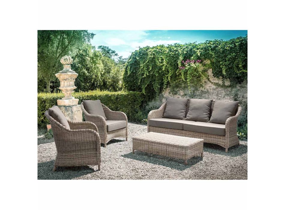 3 Seater Garden Sofa v tkané vlákno Homemotion Design - Casimiro Viadurini