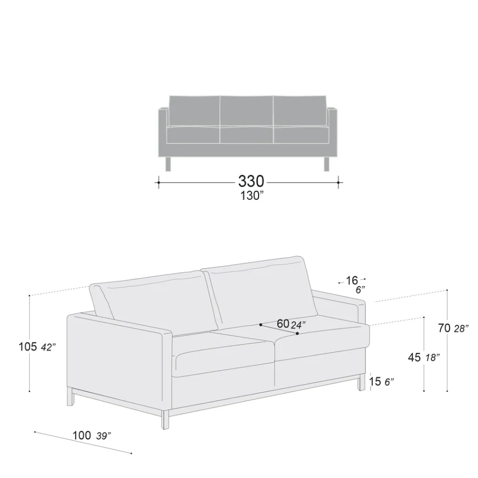 3místná pohovka do obývacího pokoje z kůže, dřeva a kovu Made in Italy - Bizzarro Viadurini