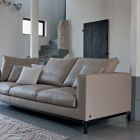 3místná pohovka do obývacího pokoje z kůže, dřeva a kovu Made in Italy - Bizzarro Viadurini