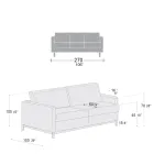 3místná pohovka do obývacího pokoje z kůže, dřeva a kovu Made in Italy - Bizzarro Viadurini