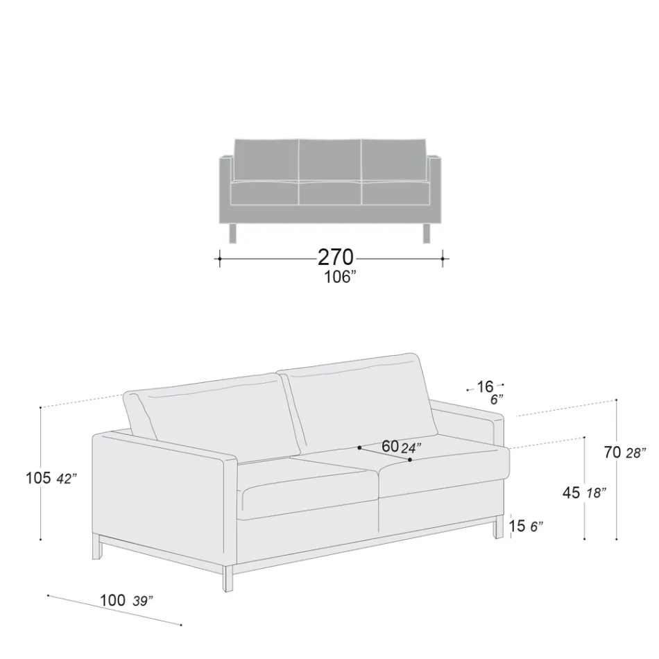 3místná pohovka do obývacího pokoje z kůže, dřeva a kovu Made in Italy - Bizzarro Viadurini