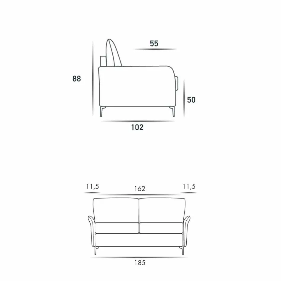 3místná designová pohovka L.185cm látka / ekokůže vyrobená v Itálii Erica Viadurini
