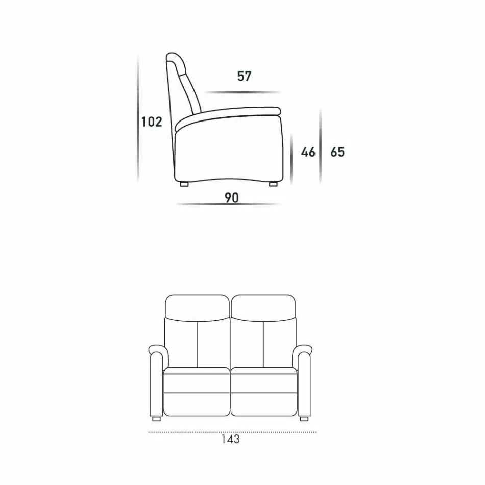 Dvoumístná pohovka v moderním designu z kůže, ekokože nebo látky Gelso Viadurini