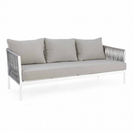 Homemotion - Rubio 3 Seater Design venkovní pohovka v bílé a šedé barvě Viadurini