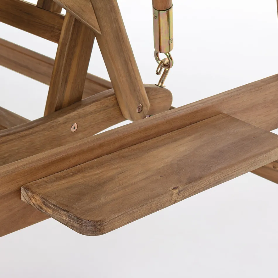 Houpací zahradní pohovka 2 Seater v akátovém dřeva s bílým plátnem - Roxen Viadurini