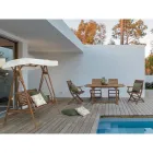 Houpací zahradní pohovka 2 Seater v akátovém dřeva s bílým plátnem - Roxen Viadurini