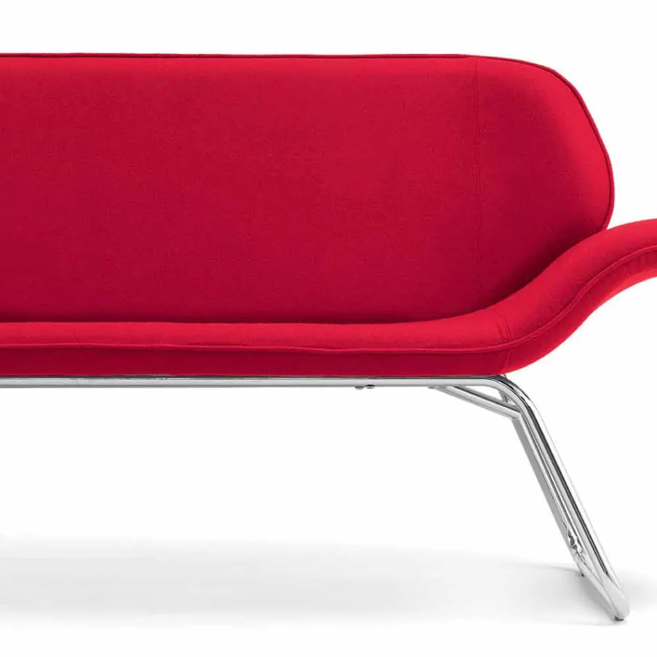 Loveseat z chromované oceli a skutečné hovězí Cesare Viadurini