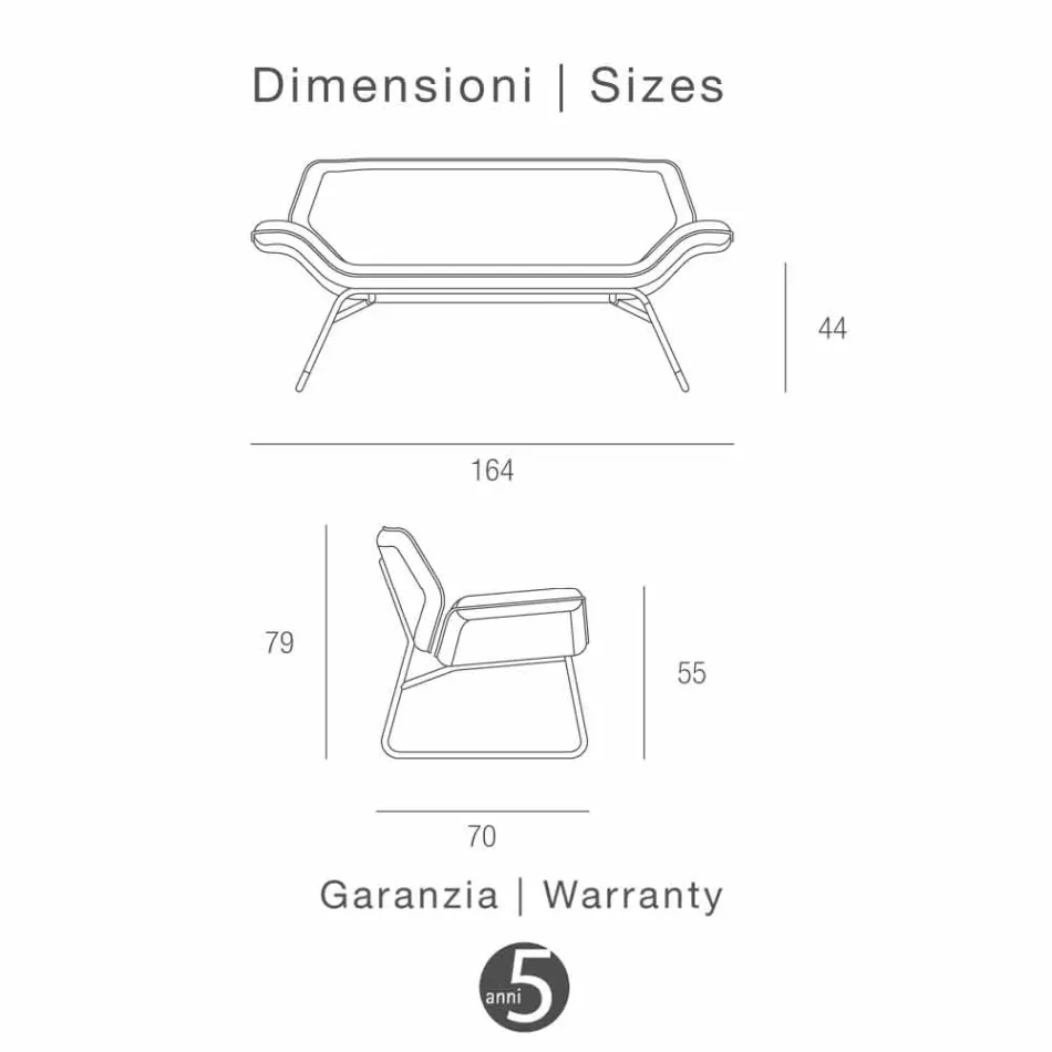 Loveseat z chromované oceli a skutečné hovězí Cesare Viadurini