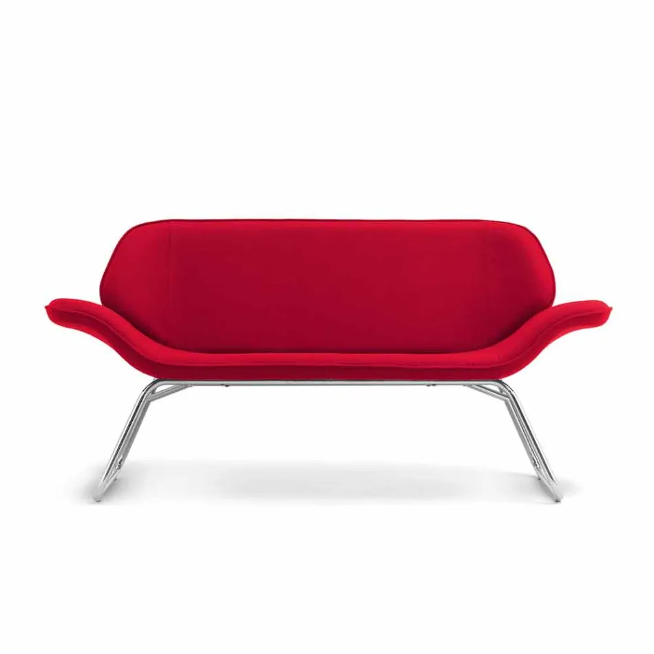 Loveseat z chromované oceli a skutečné hovězí Cesare Viadurini