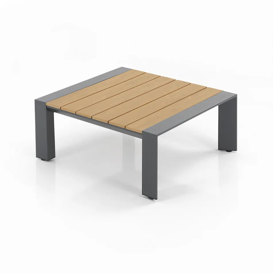 Rohová pohovka s konferenčním stolkem pro venkovní i vnitřní použití z hliníku - Mettre Viadurini