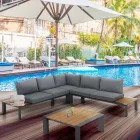 Rohová pohovka s konferenčním stolkem pro venkovní i vnitřní použití z hliníku - Mettre Viadurini