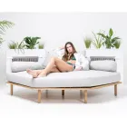 Šestihranná zahradní rohová pohovka z teaku a lana - Bellatrix Viadurini