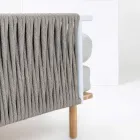 Šestihranná zahradní rohová pohovka z teaku a lana - Bellatrix Viadurini