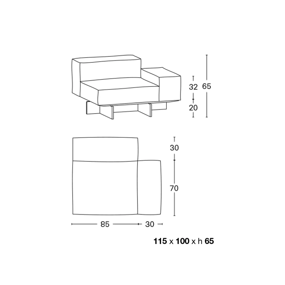 Levá rohová pohovka s extračirým skleněným podstavcem Made in Italy - Rory Viadurini