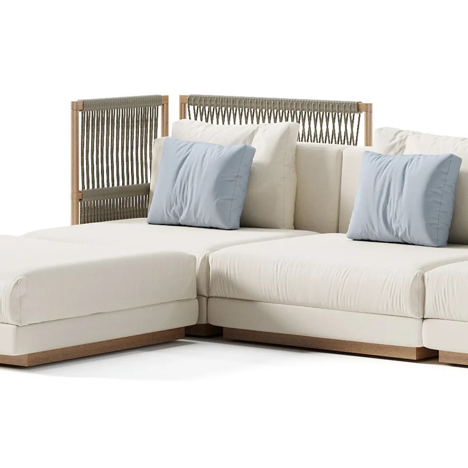 Modulární venkovní pohovka z čalouněné látky Made in Italy - Rubik Viadurini