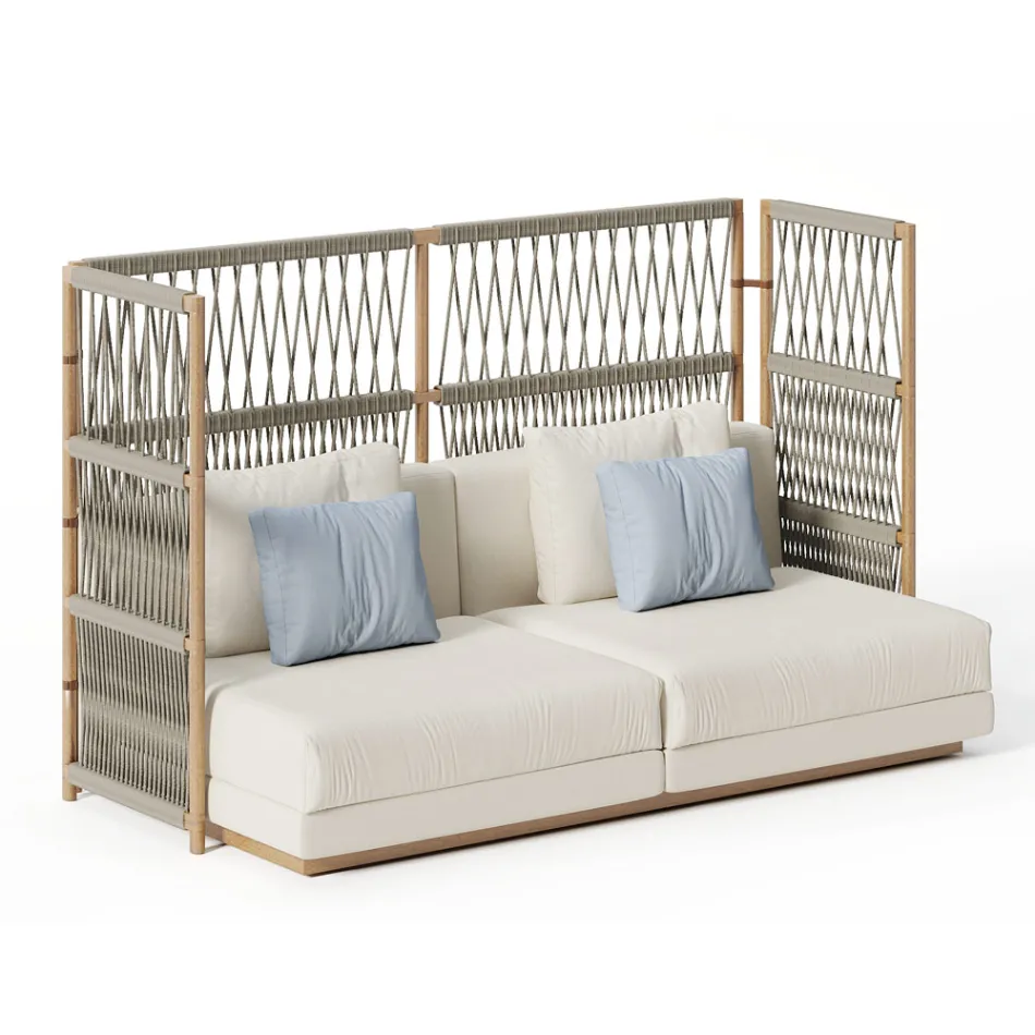 Sekční zahradní pohovka se strukturou ve tvaru C ze dřeva Made in Italy - Rubik Viadurini