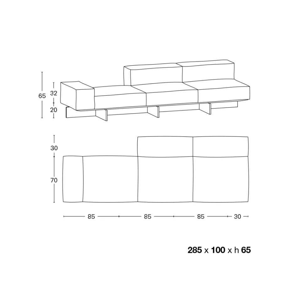 Pohovka s extra čirým skleněným podstavcem a látkovým sedákem Made in Italy - Rory Viadurini