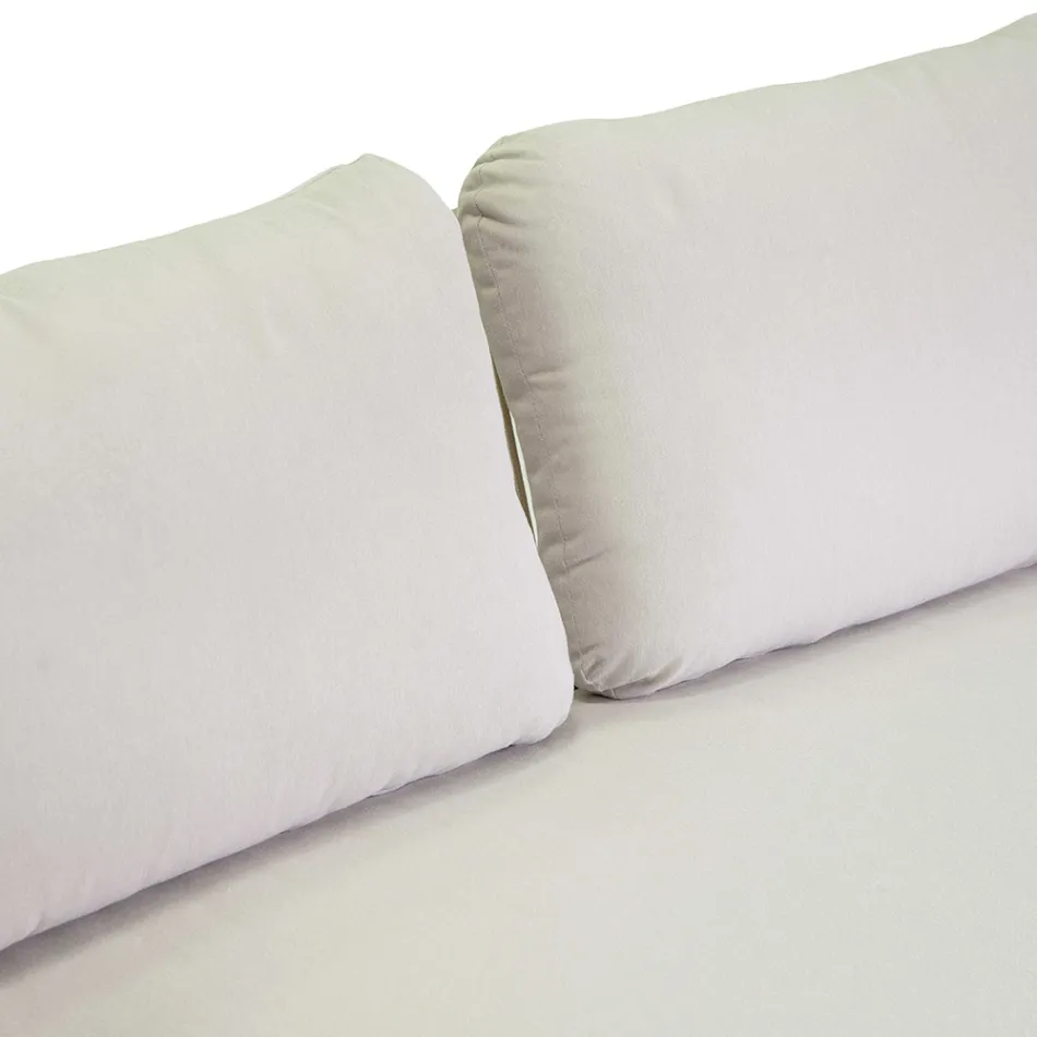 Pohovka s křesly a konferenčním stolkem z bílého hliníku na zahradu - Tenda Viadurini