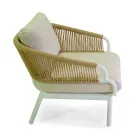 Pohovka s křesly a konferenčním stolkem z bílého hliníku na zahradu - Tenda Viadurini