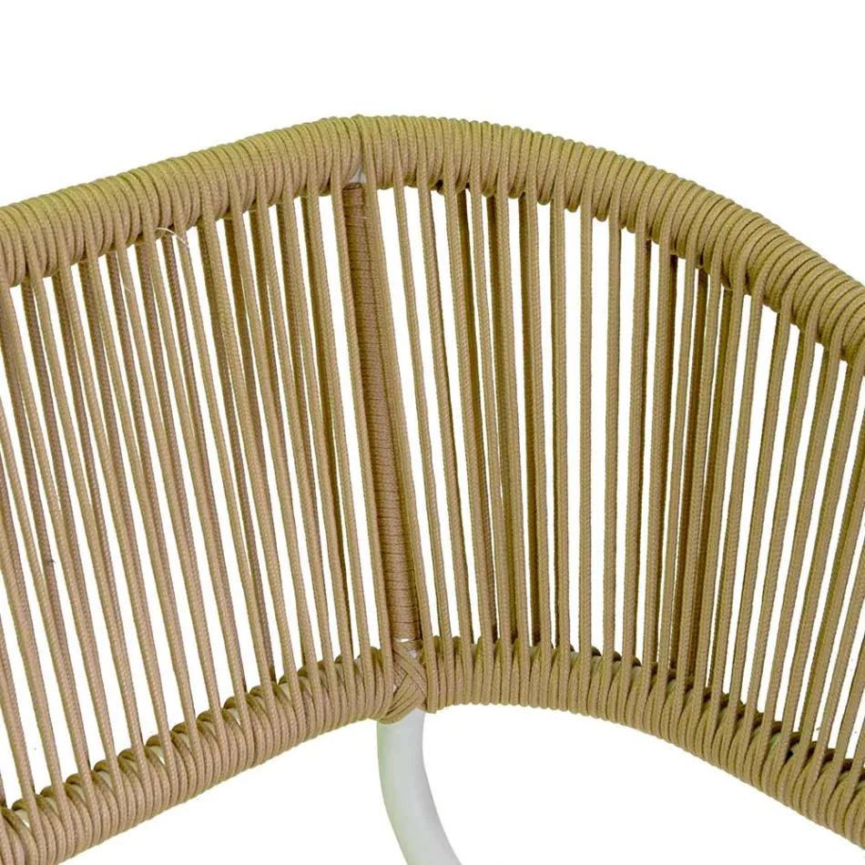 Pohovka s křesly a konferenčním stolkem z bílého hliníku na zahradu - Tenda Viadurini