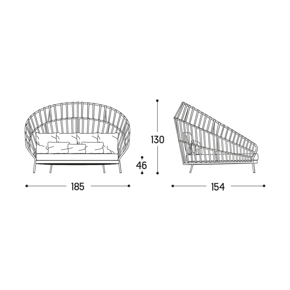Venkovní pohovka s polštáři v ceně Made in Italy - Emmacross by Varaschin Viadurini
