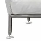 Venkovní pohovka z bílého polštáře z oceli a tkaného PVC - Ontario6 Viadurini