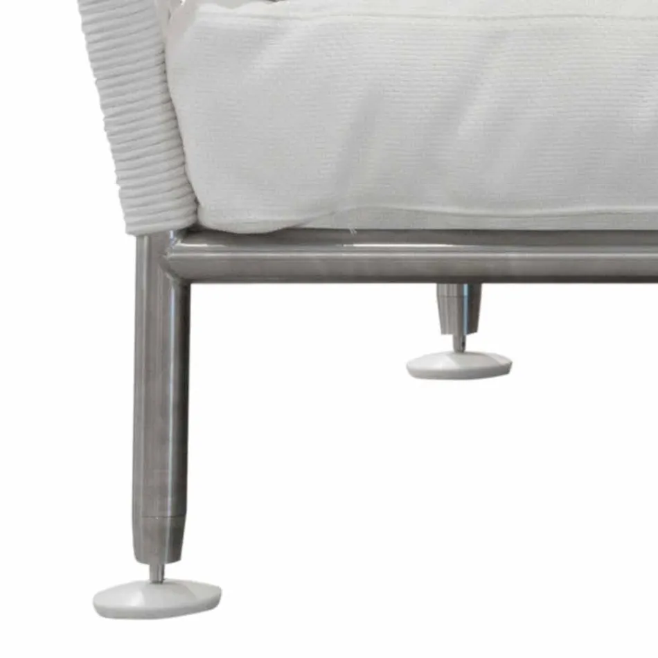 Venkovní pohovka z bílého polštáře z oceli a tkaného PVC - Ontario6 Viadurini