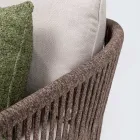 Venkovní pohovka z teakového dřeva a polyethylenové tkaniny - Jhon Viadurini