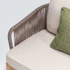 Venkovní pohovka z teakového dřeva a polyethylenové tkaniny - Jhon Viadurini