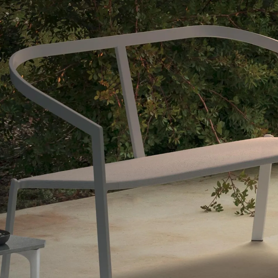 Zahradní pohovka s hliníkovou základnou a textilním sedákem Made in Italy - Maureen Viadurini