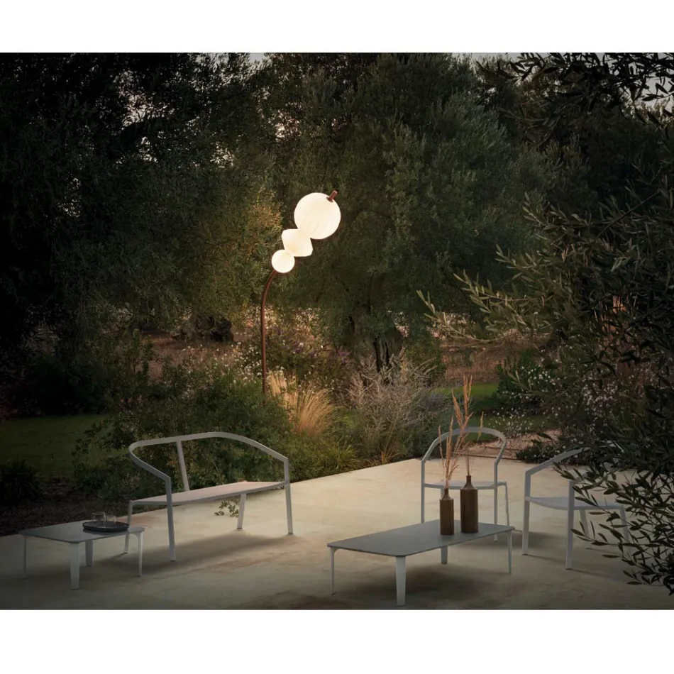 Zahradní pohovka s hliníkovou základnou a textilním sedákem Made in Italy - Maureen Viadurini