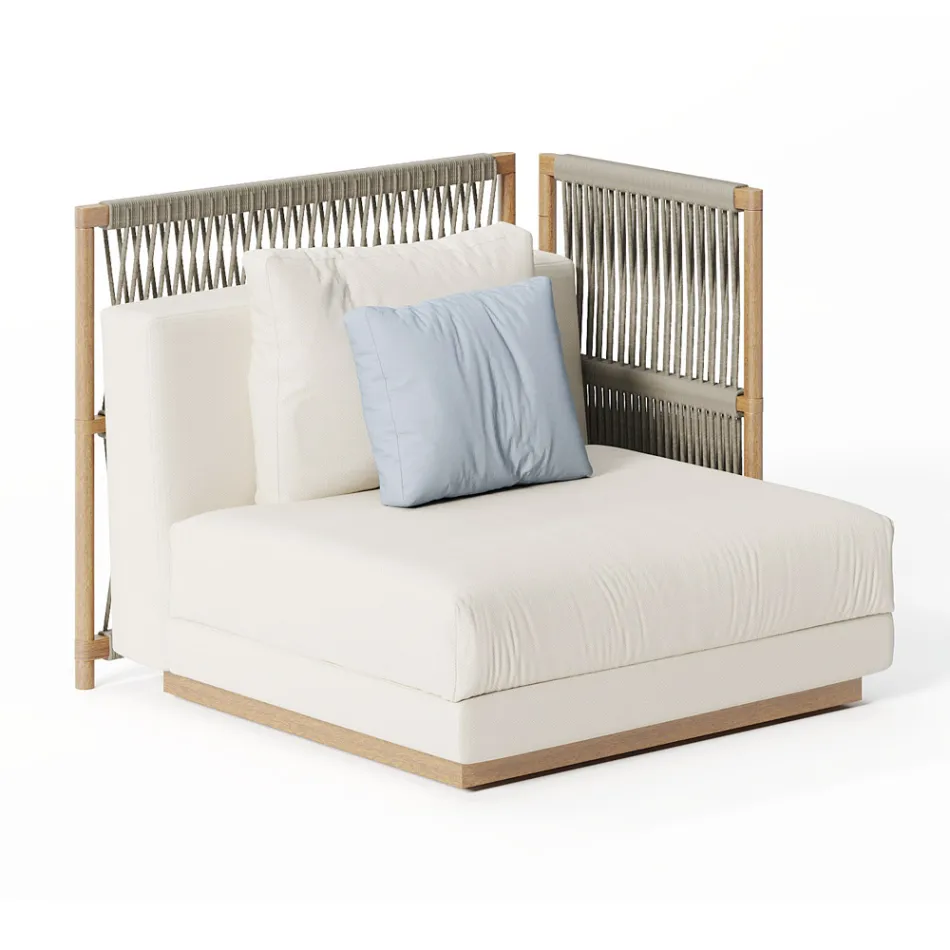 Modulární zahradní pohovka s nízkou dřevěnou konstrukcí Made in Italy - Rubik Viadurini