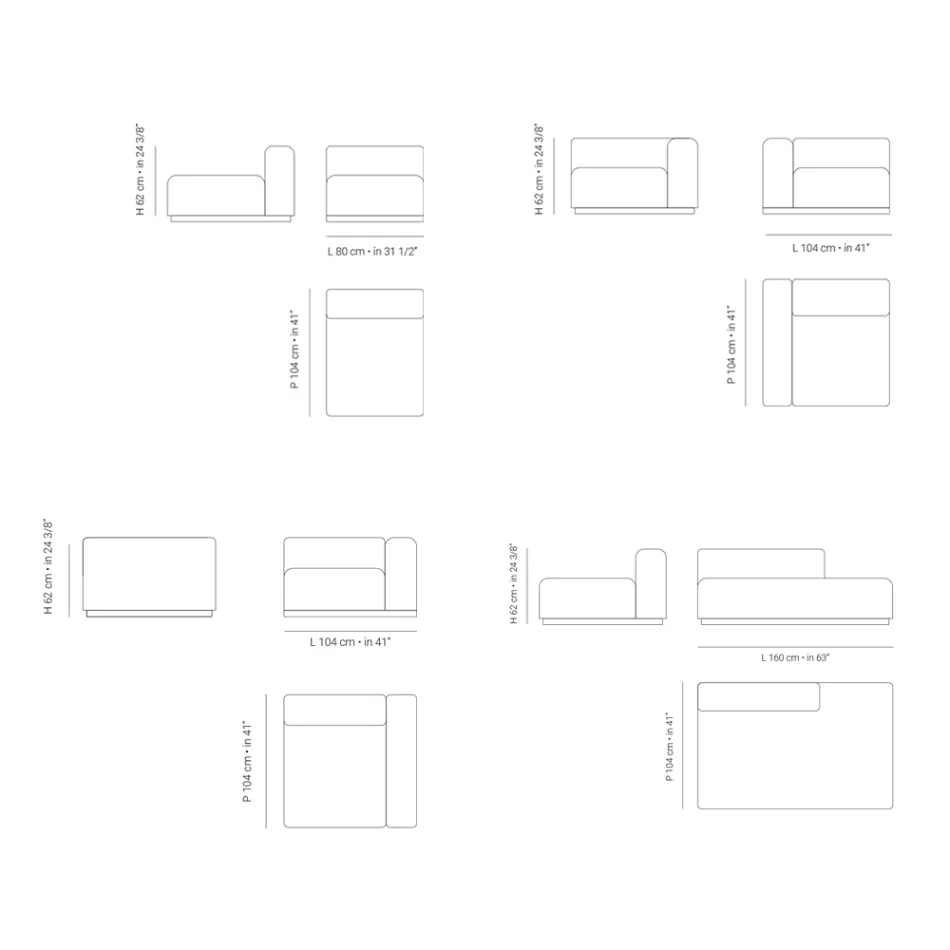 Modulární zahradní pohovka z mořské překližky Made in Italy - Bahias Viadurini