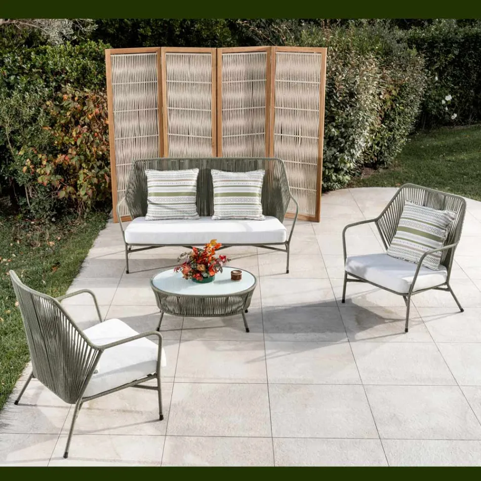 Zahradní pohovka z hliníku a lana - Asteria Viadurini