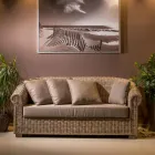 Zahradní pohovka z přírodního vlákna Kubù s polštáři - Isildur Viadurini